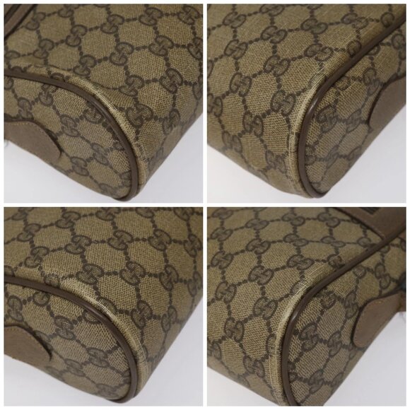 GUCCI GG Supreme Web Sherry Line Shoulder Bag PVC Leather Beige Red Auth - Picture 16 of 16